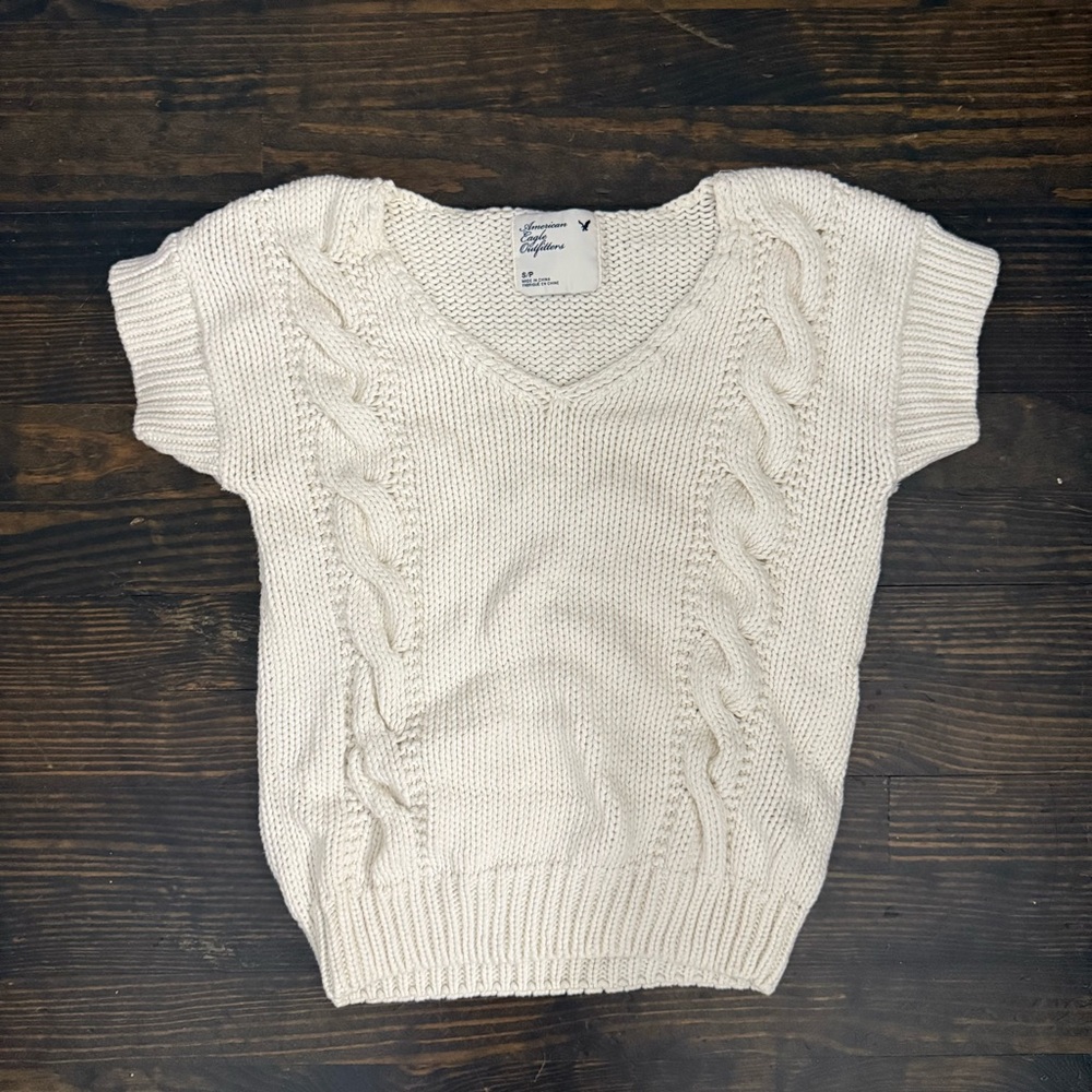 American Eagle Outfitters Cream V-Neck Sweater